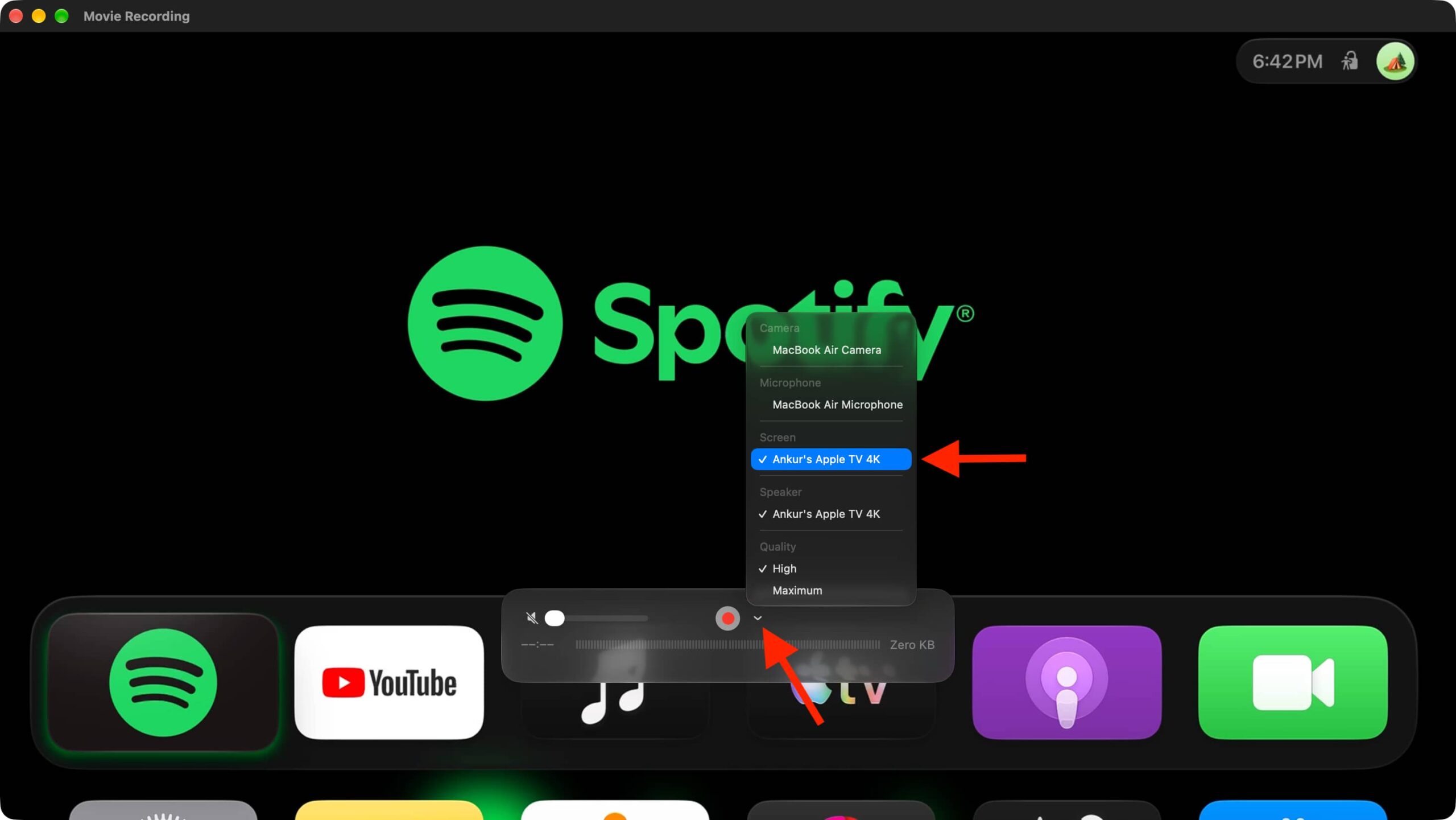 Taking Apple TV screenshot using Mac